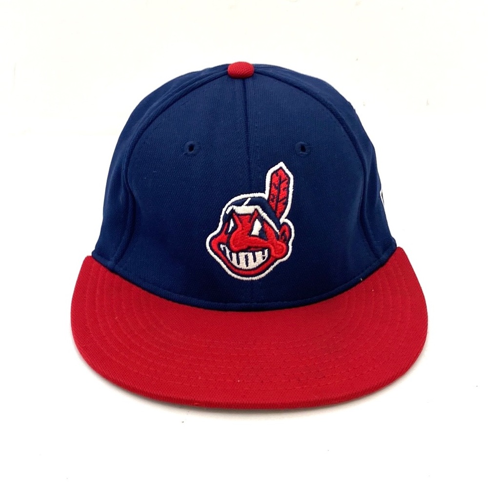 Cleveland Indians Youth UNISEX Red/Blue Color Block Fitted Team Hat